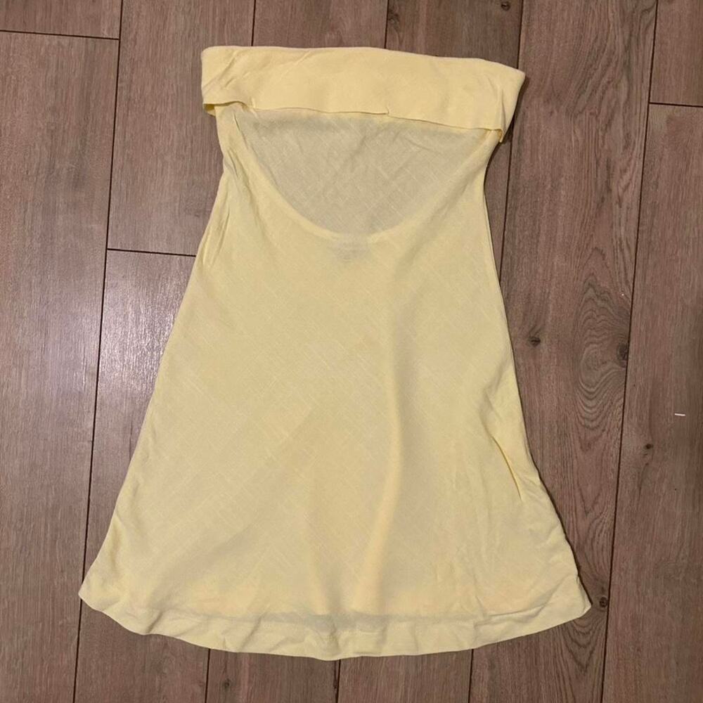 Linen blend butter yellow strapless